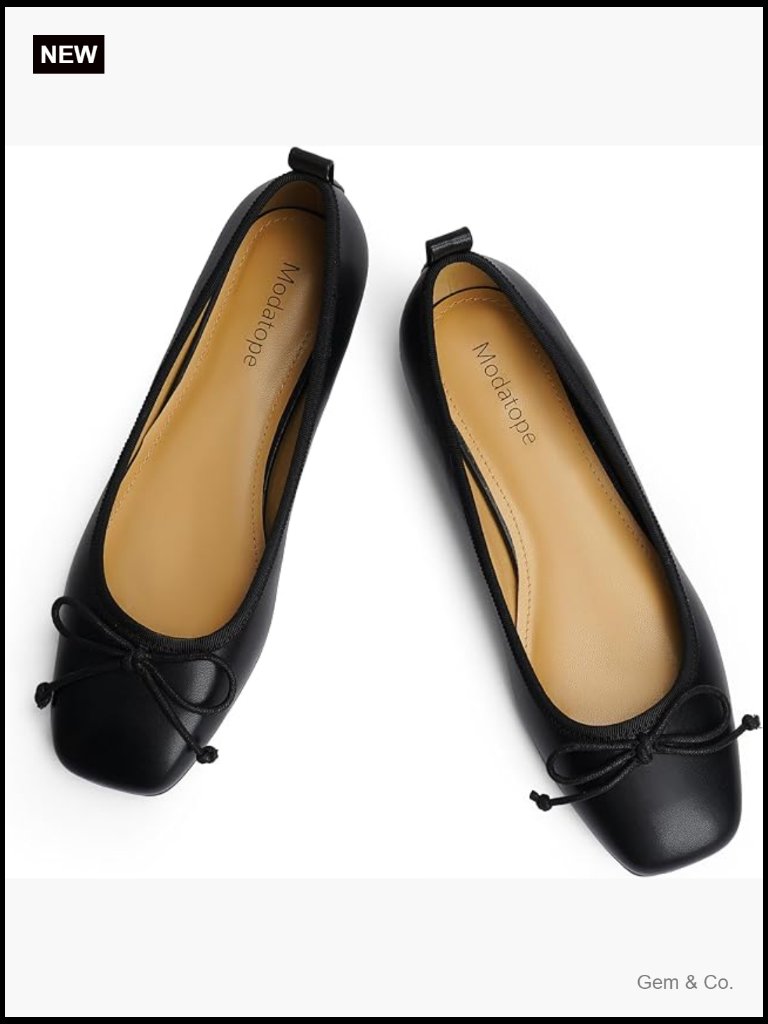 Square Toe Bow Ballet Flats Cushioned Slip On Dress Shoes Work Driving